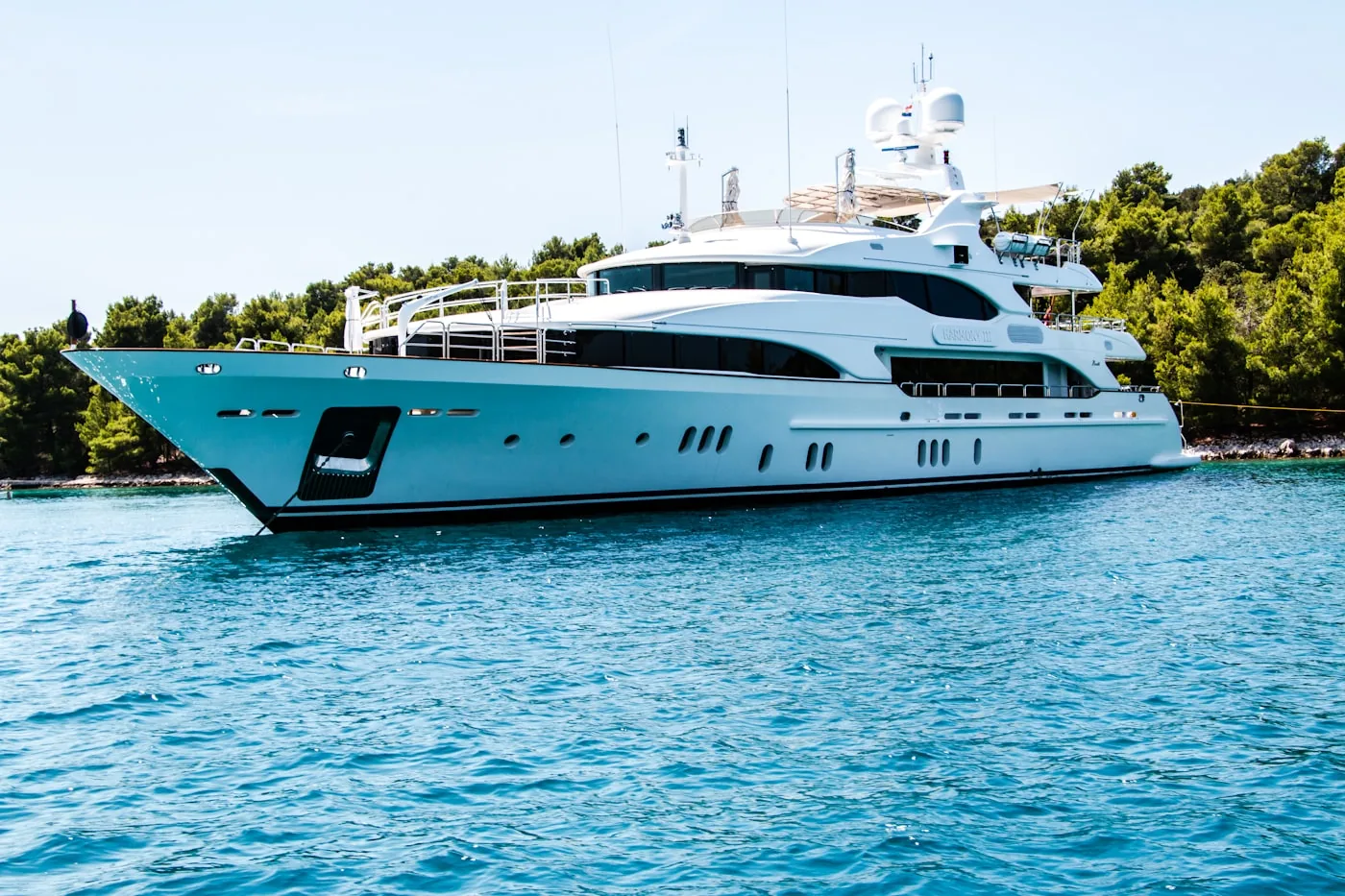 Luxury sailing yacht on open water